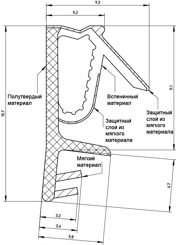 Уплотнитель для деревянных евроокон на наплав и фальц створки, ширина паза 3 мм, ТЭП, темно-коричневый RAL 8014