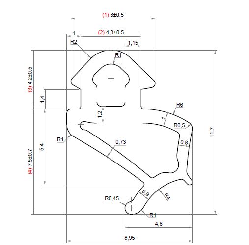 Уплотнитель совместим с профилем VEKA 254 (створка), EPDM, чёрный