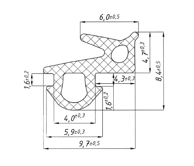 Уплотнитель совместим с профилем VEKA 253.3 (рама, стеклопакет), чёрный, "ELEMENTIS", ТЭП