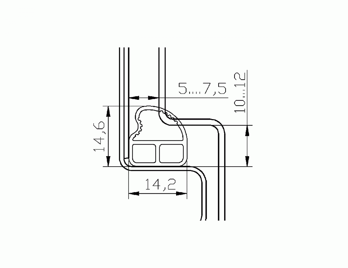 Уплотнитель контурный для стальных дверей DEVENTER, на клеевой основе, ТЭП, хлыст длиной 2180 мм, черный RAL 9004