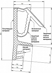 Уплотнитель для деревянных евроокон на наплав и фальц створки, ширина паза 3 мм, ТЭП, темно-коричневый RAL 8014