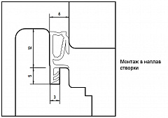 Уплотнитель для деревянных евроокон на наплав и фальц створки, ширина паза 3 мм, ТЭП, темно-коричневый RAL 8014