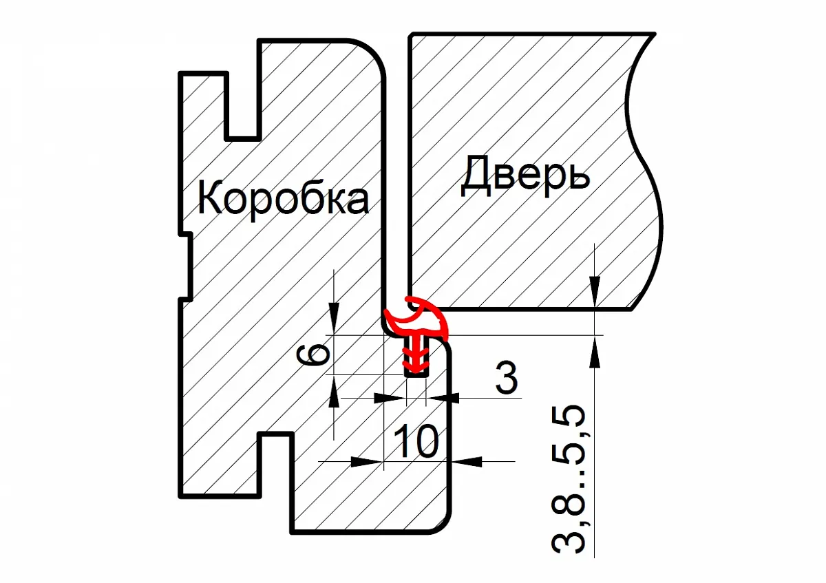Уплотнитель контурный для межкомнатных дверей DEVENTER, ТЭП, коричнево-бежевый RAL 1011